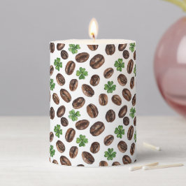 Vela De Columna Irish Coffee Beans and Shamrocks Funny Design