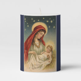 Vela De Columna María Y El Niño Jesús