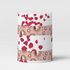 VELA DE COLUMNA OBSESIÓN ROMÁNTICA ORO RUBOR ROJO ROSE PETAL
