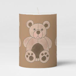 Vela De Columna Oso De Teddy Marrón Pintado Céntrico Animal