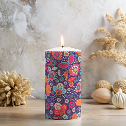 Vela De Columna Patrón floral de la naturaleza del Ilustracion de 