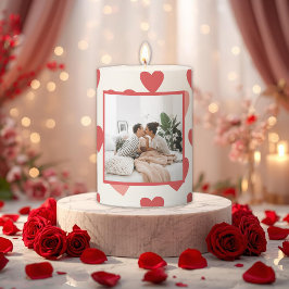 Vela De Columna Personalized Valentine Photo Heart Pillar Candle