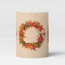 Ristra Wreath del suroeste de Chile en Adobe Wall
