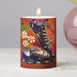 Vela De Columna Sneakers and Daisies Impresionista Naranja Blanco