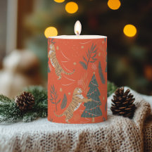 Tigre navideño vintage y árbol de Navidad
