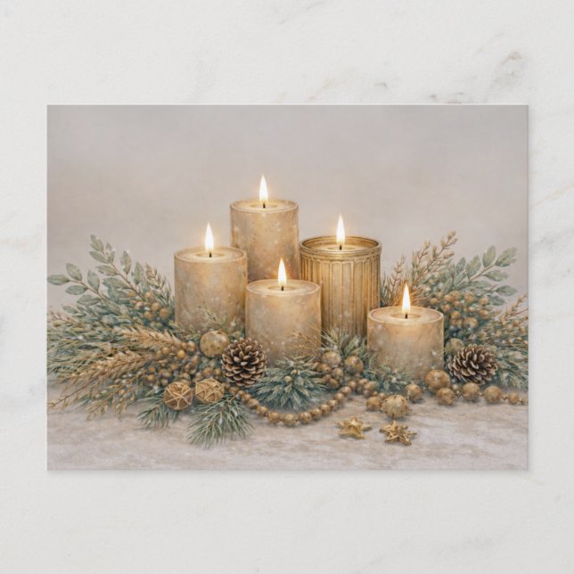 Vela de Navidad con Acuarela Cálida y Neutral Ever (Anverso)