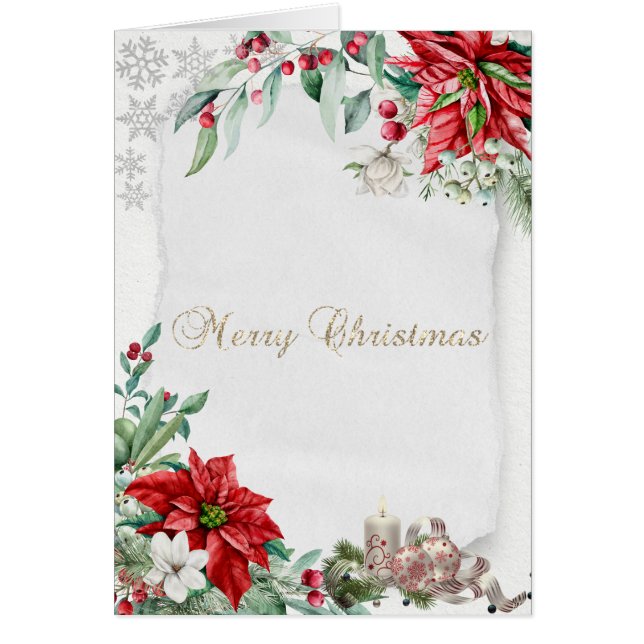 Vela de Navidad, Copos de Nieve, Flor de Pascua de (Frente)