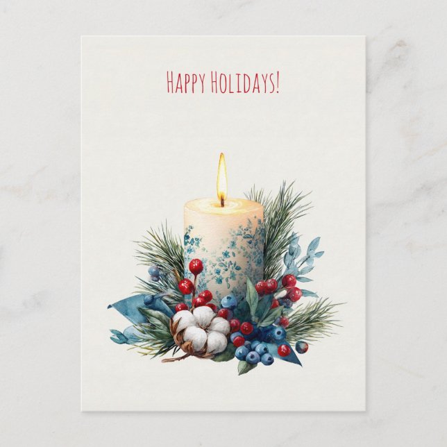 Vela de Navidad decorada con acuarela (Anverso)
