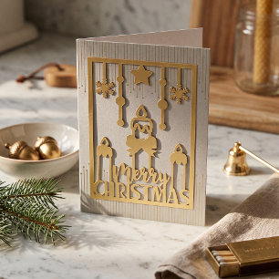 Vela de oro brillo Papercut Feliz Navidad