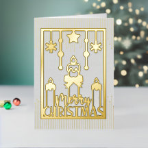Vela de oro brillo Papercut Feliz Navidad