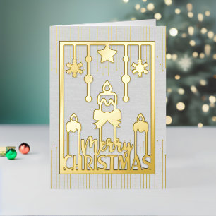 Vela de oro brillo Papercut Feliz Navidad
