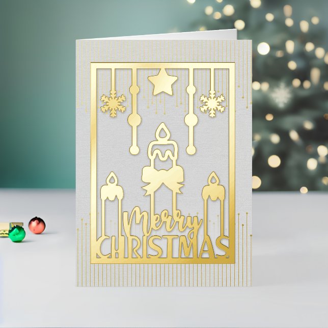 Vela de oro brillo Papercut Feliz Navidad (Vacaciones in situ 2)