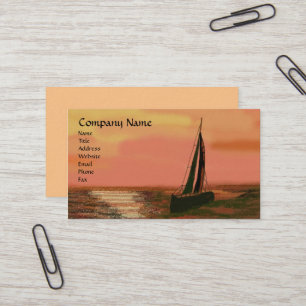 Vela en tarjetas de negocios Sunset