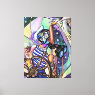 Vela nocturna Capitán Estilo Arte Pintura Original