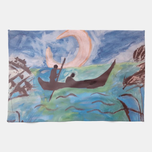 Vela por toalla de té con luz de luna (Horizontal)