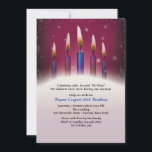 Velas de cumpleaños de invitación de la fiesta<br><div class="desc">Una invitación del fiesta para la celebración del cumpleaños de un adulto. El top de Borgoña tiene "centellear se enciende" y las burbujas débiles como fondo y ofrece cinco velas en Borgoña y las tonalidades azules. La tarjeta es fácil de modificar para requisitos particulares con su fraseología, opciones de la...</div>