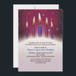 Velas de cumpleaños de invitación de la fiesta<br><div class="desc">Una invitación del fiesta para la celebración del cumpleaños de un adulto. El top de Borgoña tiene "centellear se enciende" y las burbujas débiles como fondo y ofrece cinco velas en Borgoña y las tonalidades azules. La tarjeta es fácil de modificar para requisitos particulares con su fraseología, opciones de la...</div>