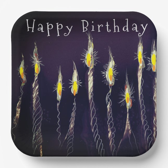 Velas de Cumpleaños Plato de Papel (Anverso)
