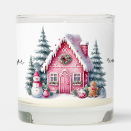 Velas de la casa de pan de jengibre rosado delicio