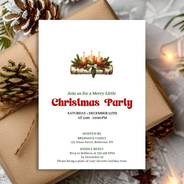Velas de Navidad Acogedoras Invitación de Fiesta N (Cozy Christmas Candles Holiday Party Invite)