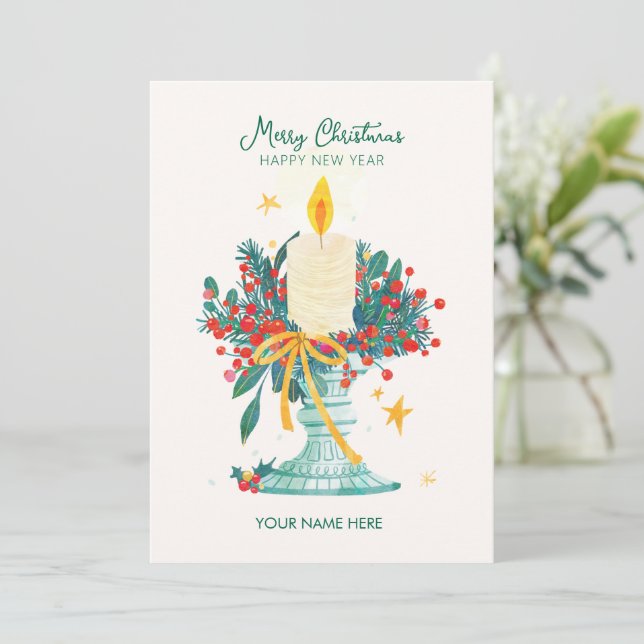 Velas de Navidad acuarela (Anverso de pie)