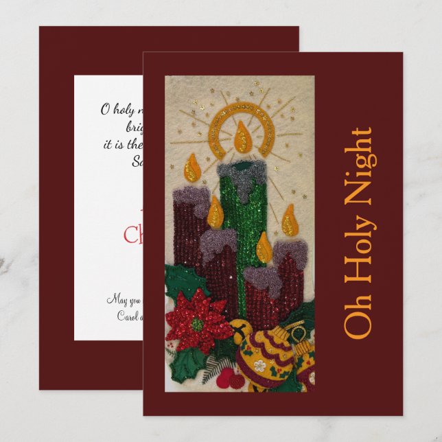 Velas de Navidad con Secuencia de Bordado en Acebo (Anverso / Reverso)