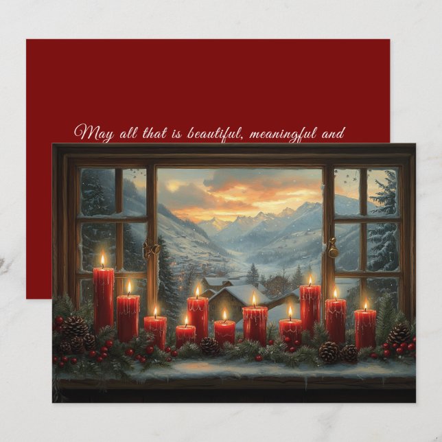 Velas de Navidad rojas piñas bayas rojas (Anverso / Reverso)