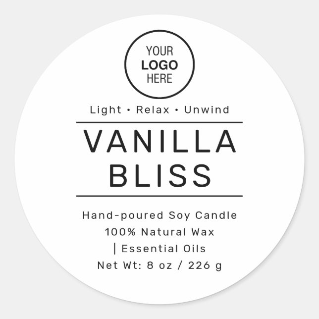 Velas de Soja Hechas a Mano con Etiqueta Minimalis (Anverso)