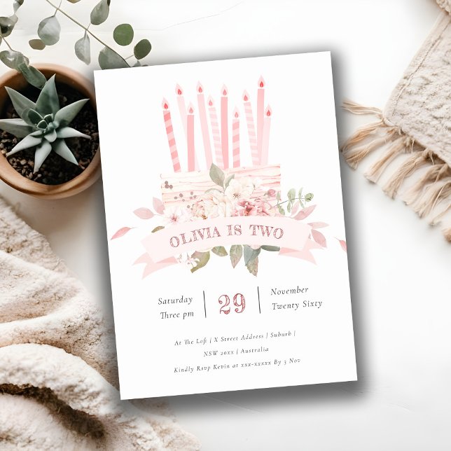 Velas de torta floral de Rubor Invitación de cumpl (Subido por el creador)