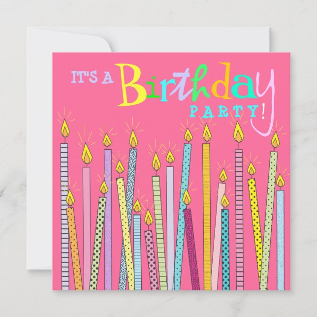 Velas en la invitación de la fiesta de cumpleaños (Anverso)