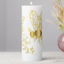 Velas grandes de abeja blanca y dorada 