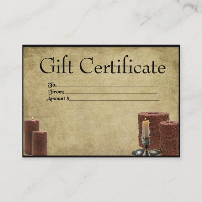 Velas Grubby - Tarjetas de certificado de regalo P (Anverso)