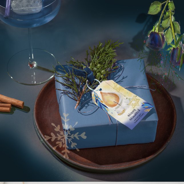 Velas ligeras acuarela Etiqueta de regalo Hanukkah (Light Candles Watercolor Hanukkah Gift Tag)