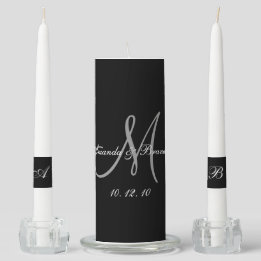 Velas Para Ceremonia Elegante Monograma Novia Groom Nombre Boda Negro