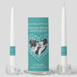 Velas Para Ceremonia Foto personalizado 11º aniversario boda turquesa