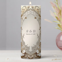 Velas Pilar de Flores Blancas Modernas Perlas