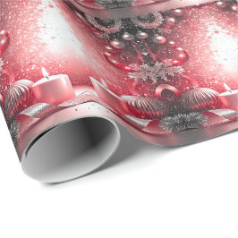 Velas rojas decoran papel de envolvimiento de vaca