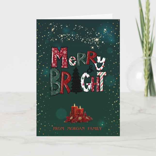 Velas rojas elegantes de Navidad alegres y brillan (Anverso)