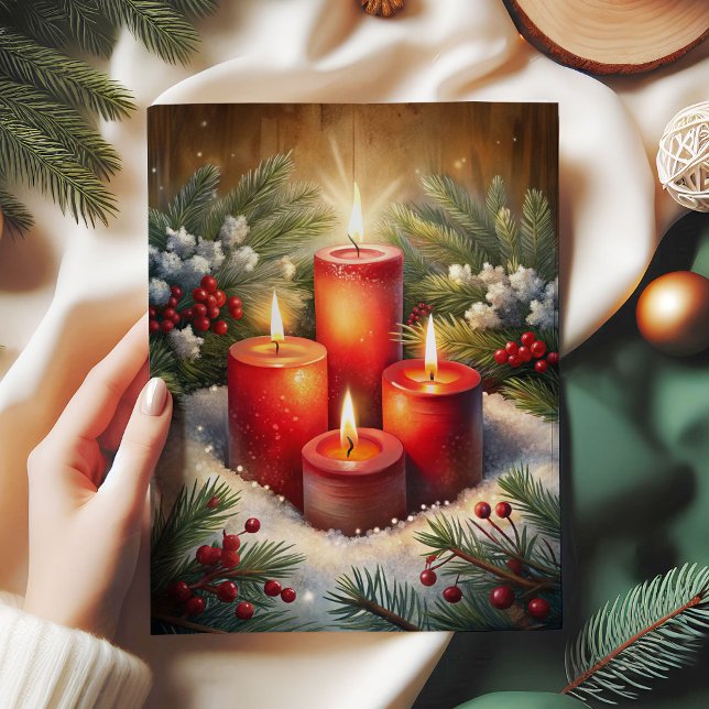 Velas rústicas de bayas de acebo papel de seda de  (Rustic candles holly berry Christmas tissue paper)