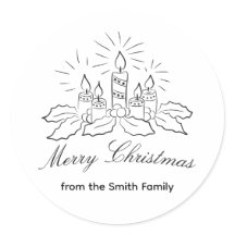 Velas y pegatinas navideñas con guiones bajos