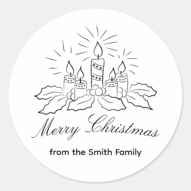 Velas y pegatinas navideñas con guiones bajos (Anverso)