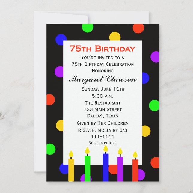 Velas y puntos de la invitación a la fiesta de cum (Anverso)