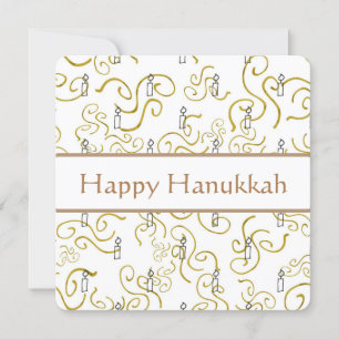 Velas y tarjeta Hanukkah con naves de oro