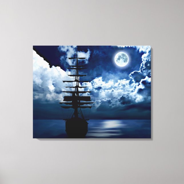 Velero con luna llena lienzo (Anverso)