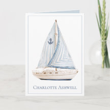 Velero Costero Con Vela De Franja Azul Personaliza
