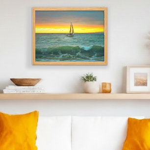 Velero en la impresión del arte de la bahía 0884