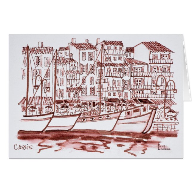 Veleros amarrados en el puerto| Cassis, Francia (Anverso (Horizontal))