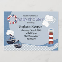 Veleros e invitación de Baby Shower del faro