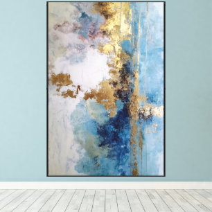 Velo de Luz: Arte abstracto azul y dorado