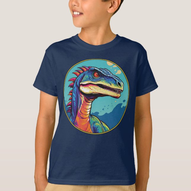 Velociraptor - Clásica camiseta de dinosaurio (Anverso)
